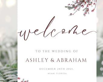 Christmas Tis the Season to be Married Wedding Sign Editable, Printable | Christmas wedding Signs | Christmas Wedding Posters