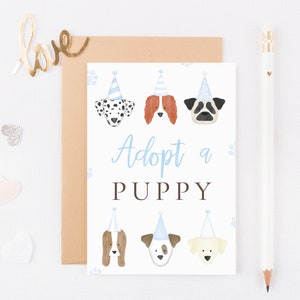 INSTANT DONWLOAD Adopt A Puppy Sign Blue, Dog Birthday Party, Puppy Adoption, Girl, Vet, Puppy Pawty Printable, Digital, Decor, Paw-ty