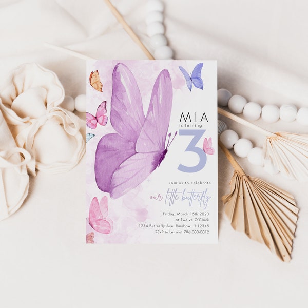 EDITABLE Butterfly Invitation | Butterfly Invite | Garden birthday | Butterfly Party | Garden Party Invitation | Butterfly Decor | Canva