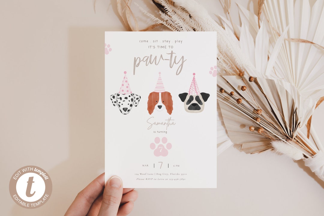 EDITABLE Puppy Pawty Invitation ONLY | Puppy Birthday Party | Puppy ...