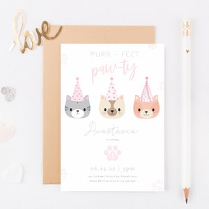 EDITABLE Purr-fect Pawty Invitation ONLY | Kitten Birthday Party | Cat Birthday | Kitten Invitation | Cat Party Theme Invitation | Templett