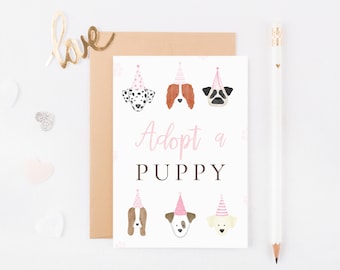 INSTANT DONWLOAD Adopt A Puppy Sign, Printable, Dog Birthday Party, Puppy Adoption, Girl, Vet, Puppy Pawty Printable, Digital, Decor, Paw-ty