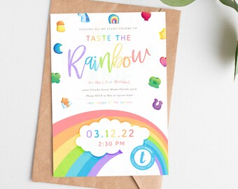 EDITABLE Taste The Rainbow Invitation | St Patricks Day Invite | March Birthday Invite | Rainbow Invitation | INSTANT DOWNLOAD | Templett