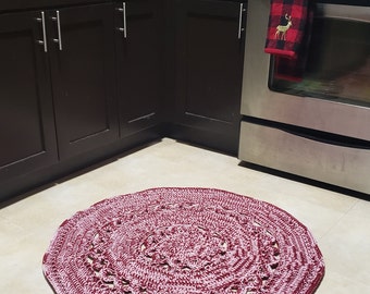 Red and Pink Crochet Area Rug