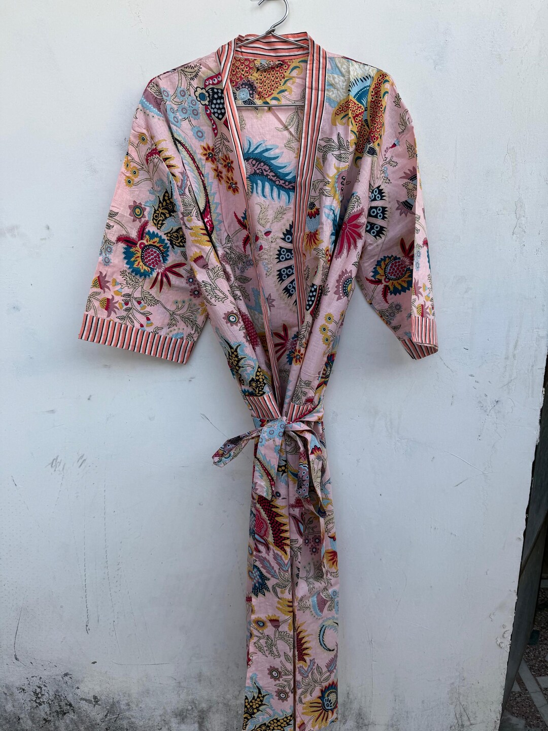 Colourful Robe Handmade Floral Cotton Kimono Robe, Boho Print ,floral Kimono Robe ...
