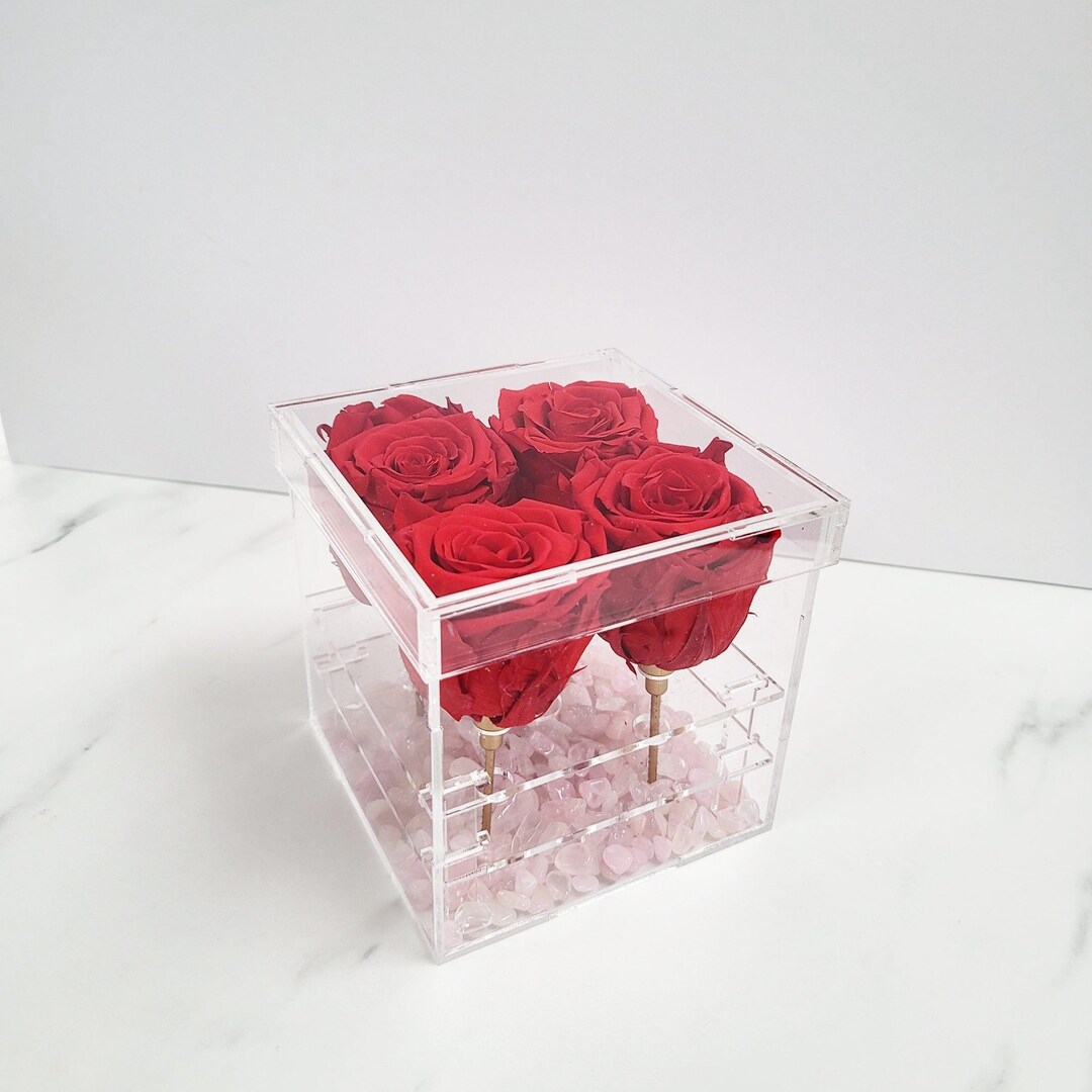 Preserved Rose in Luxe Acrylic Box, Acrylic Rose Box, Eternal Roses ...