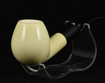 Smooth Pipe Half Bent, Meerschaum Pipe, Handmade Meerschaum Pipes, Artisan Pipes, Block Meerschaum