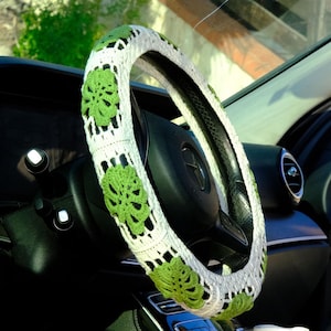 Monstera Boho Steering Wheel Cover Set