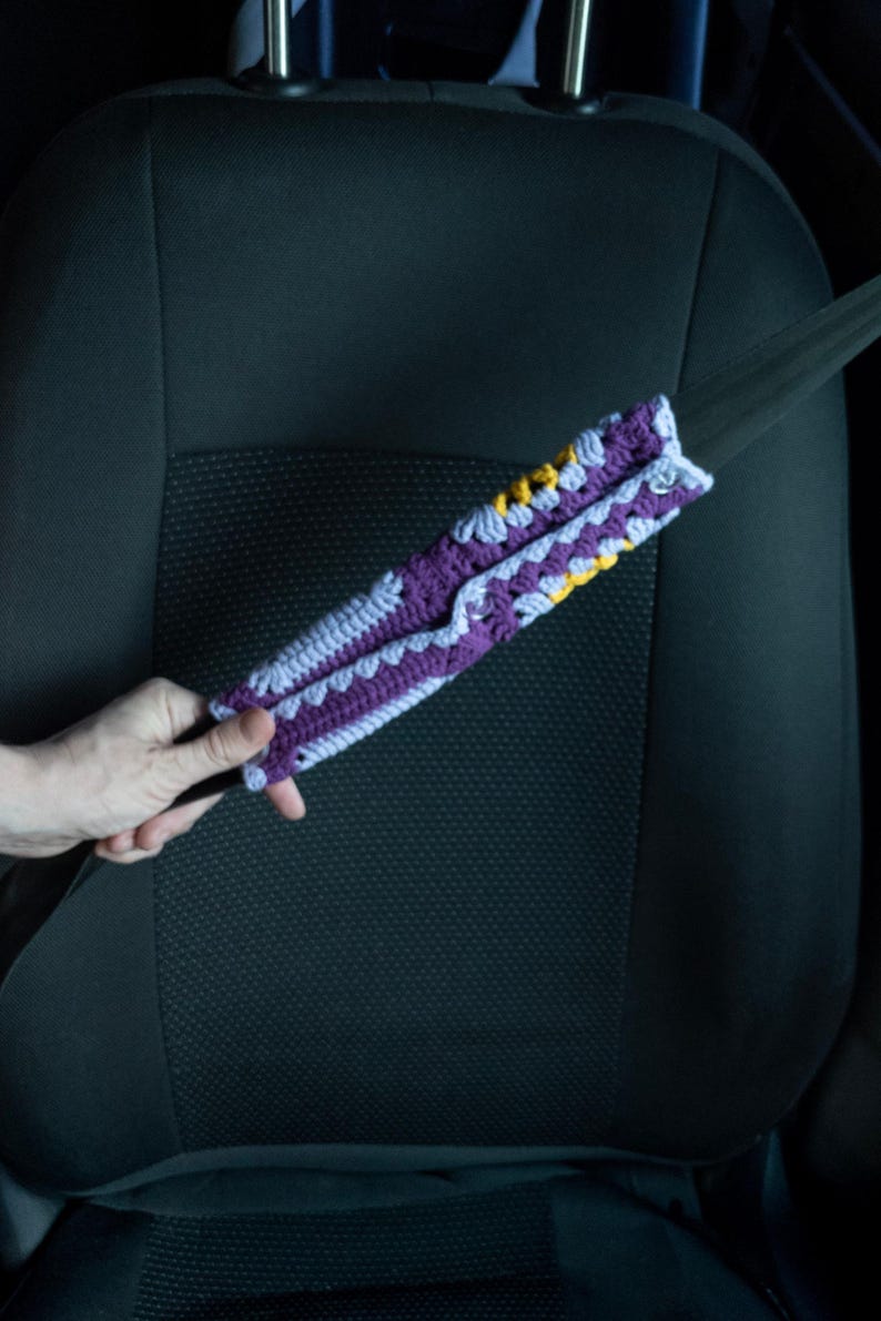 Purple Sun Moon Crochet Steering Wheel Cover image 16