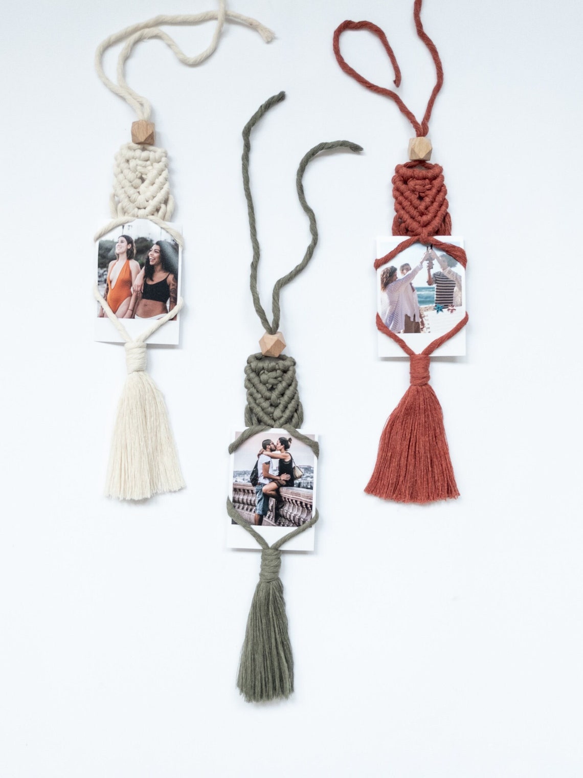 Polaroid Photo Holder Boho macrame car charm Picture Etsy
