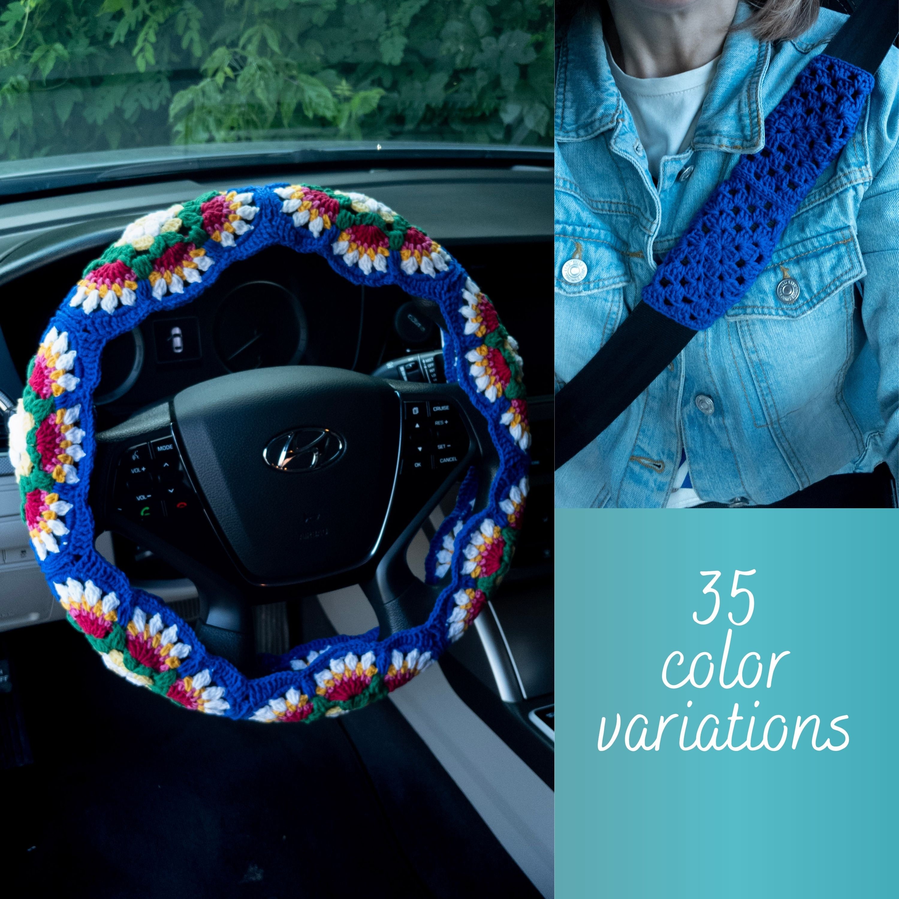 Crochet colorful floral steering wheel cover for women with Etsy