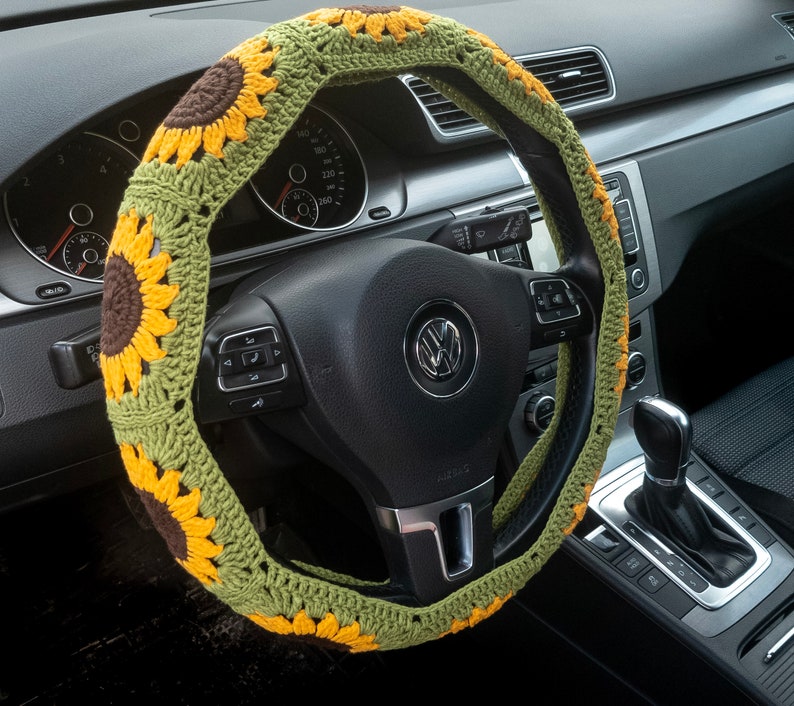 Crochet Sunflower Steering Wheel Cover Etsy