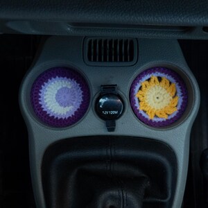 Purple Sun Moon Crochet Steering Wheel Cover image 17