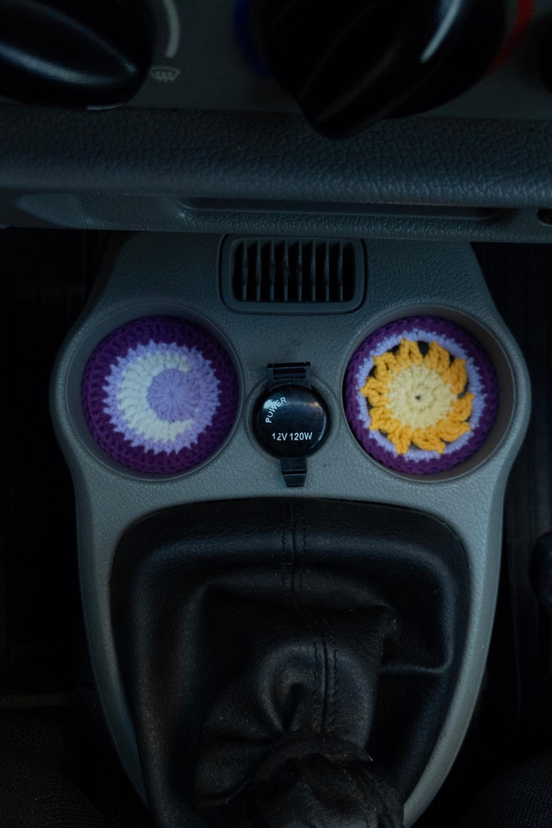 Purple Sun Moon Crochet Steering Wheel Cover image 17