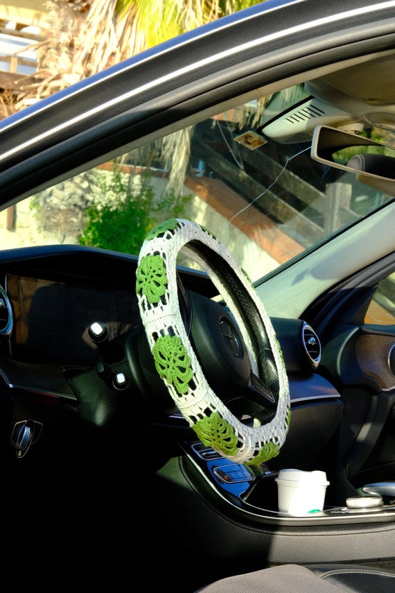 Monstera Boho Steering Wheel Cover Set