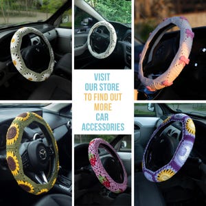 Black Skull Steering Wheel Cover Crochet for men | Halloween car accessories interior decor bild 10
