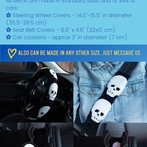 Black Skull Steering Wheel Cover Crochet for men | Halloween car accessories interior decor bild 4