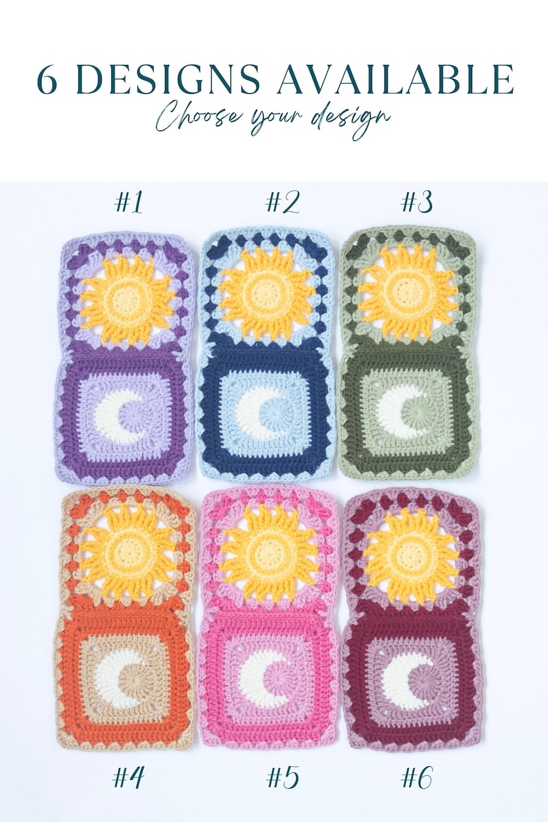 Purple Sun Moon Crochet Steering Wheel Cover 4 Orange Design