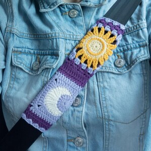Purple Sun Moon Crochet Steering Wheel Cover image 15