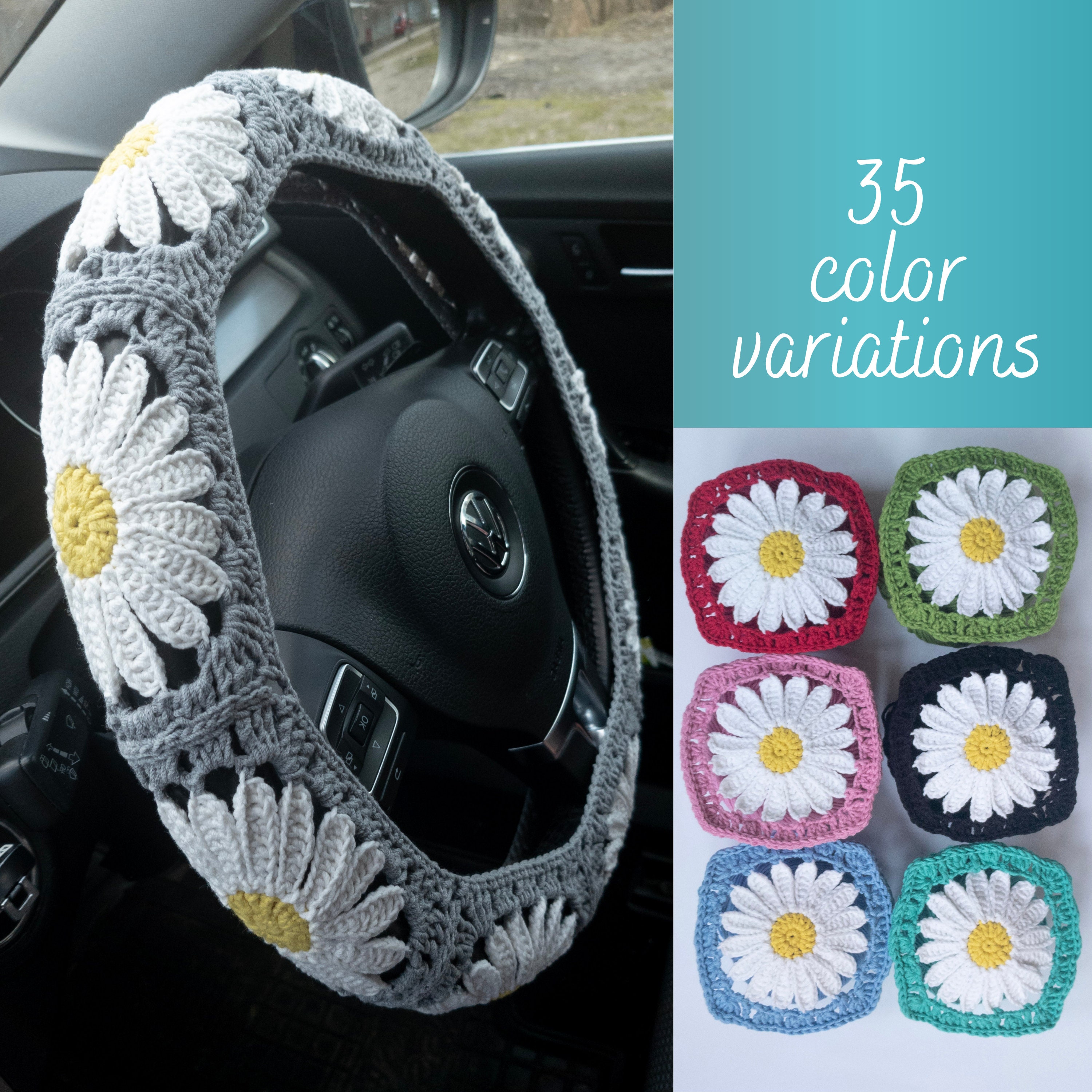 Crochet Daisy Boho Steering Wheel Cover for women Etsy
