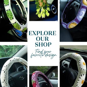 Purple Sun Moon Crochet Steering Wheel Cover image 20