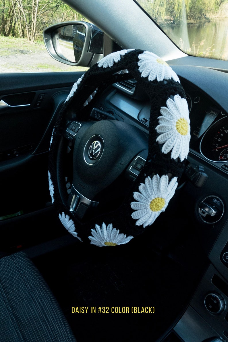 Crochet Daisy Steering Wheel Cover for Women With Flowers Etsy