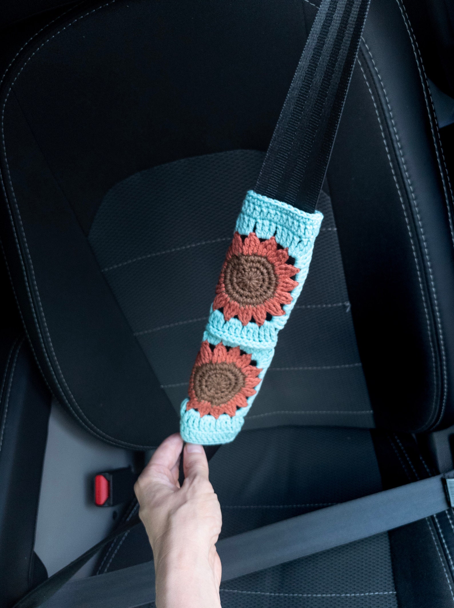 Crochet Colorful Sunflower Seat Belt Cover Cute Boho & Etsy