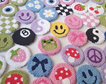 Set of 2  Car Coasters | Tufted Rug Punch Needle Cup Holder CarCoaster