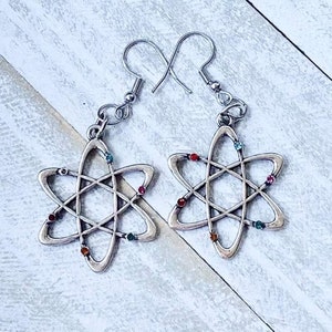 Big Bang Charm Dangle earrings, science earrings, teacher earrings, atomic science earrings, molecule earrings, dopamine earrings