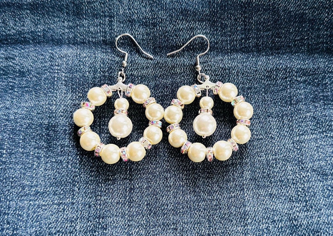 Pearl Branch Hoop Earrings – Silver