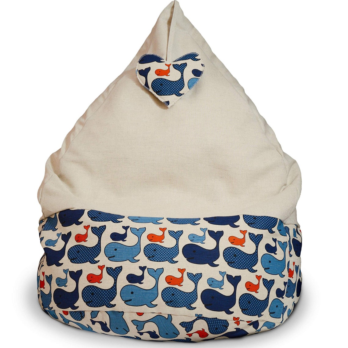 Blue whale bean bag chair Eco friendly linen cover Ocean Etsy