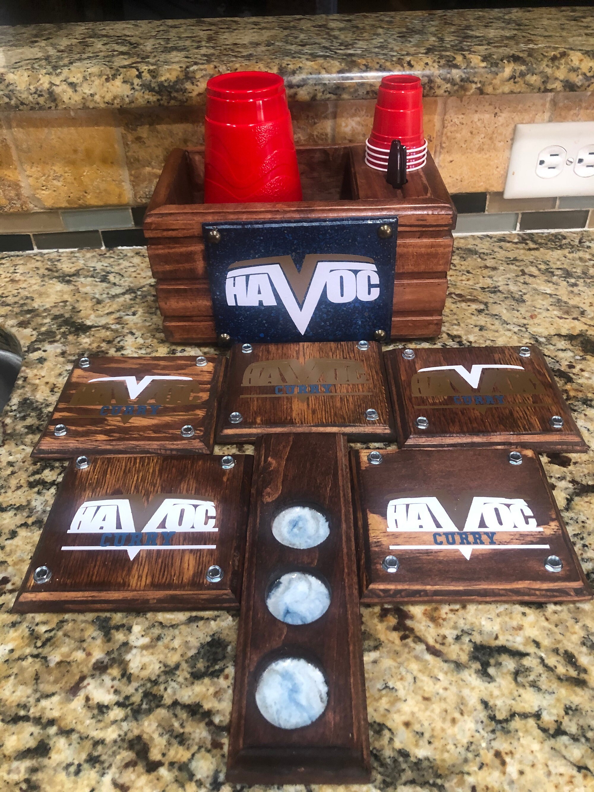 Personalized Sports Team Cups and Shots Holder and Coasters Etsy