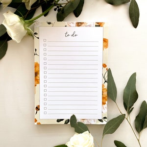 Floral To Do List Notepad | 5x7 Yellow Floral Daily Planner | Simple Desk Pad | Small Note Pad | Yellow Flowers