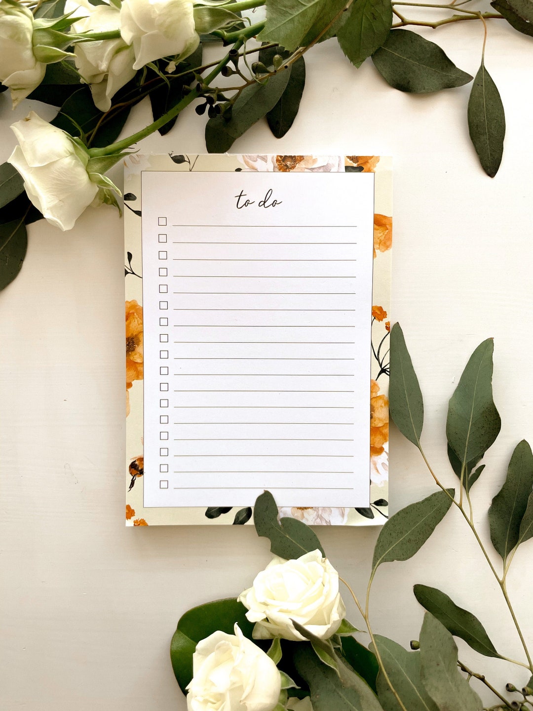 Floral to Do List Notepad | 5x7 Yellow Floral Daily Planner | Simple ...