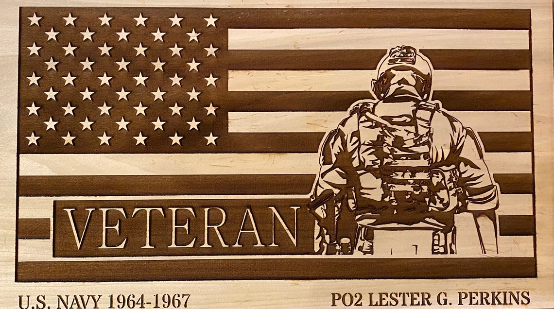 Veteran wooden American soldier flag / plaque Etsy