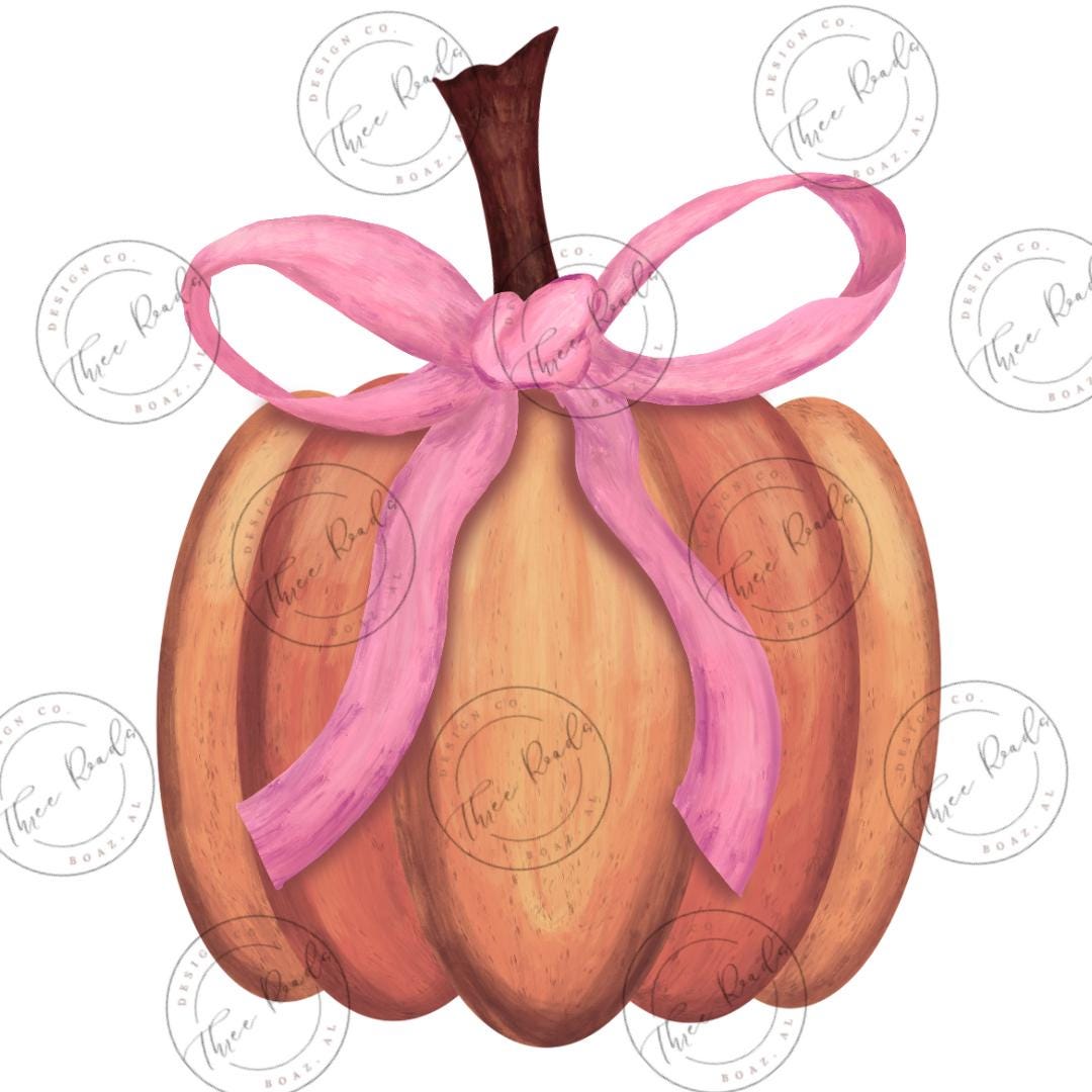 Coquette Pink Bow Pumpkin Png Clipart Digital Design for Sublimation ...