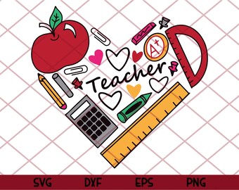 Download Teacher Heart Svg Etsy