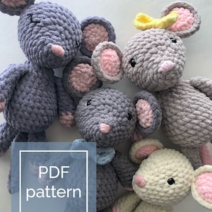 Alina the Mouse • Ian the Mouse • crochet mouse pattern • mouse plushie • mouse stuffie • amigurumi mouse