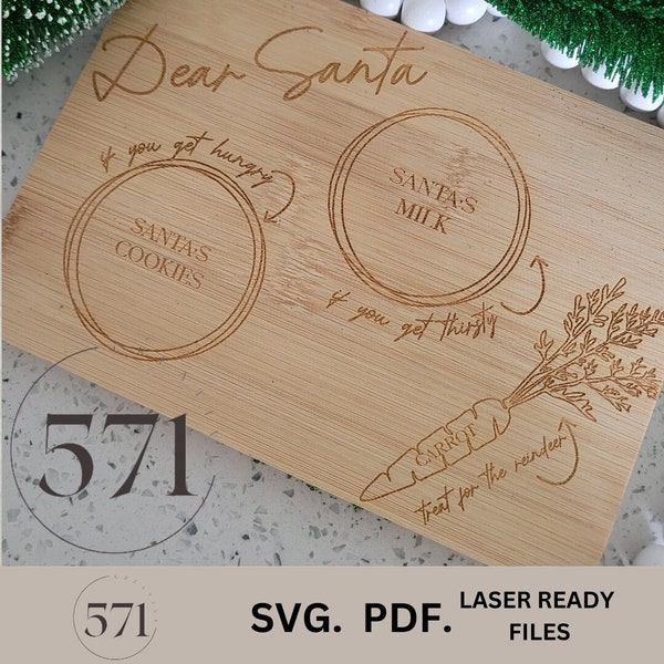 Christmas Tray SVG/ Cutting board laser cut SVG file, Santa cookie tray SVG/ Christmas Eve Decor svg files