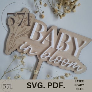 Instant digitale download, Baby in bloei SVG, Baby in bloei topper, Baby in bloei Topper SVG, Baby in Bloom douche SVG, baby shower decoraties
