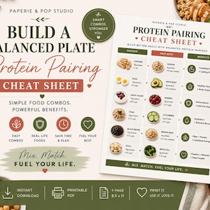 Protein Pairing Cheat Sheet | Balanced Plate Guide (PDF Download)