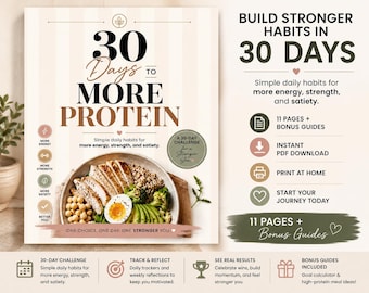 30 dagen eiwituitdagingsbundel | Gewoontebouwer, wellnessplanner (digitale download)