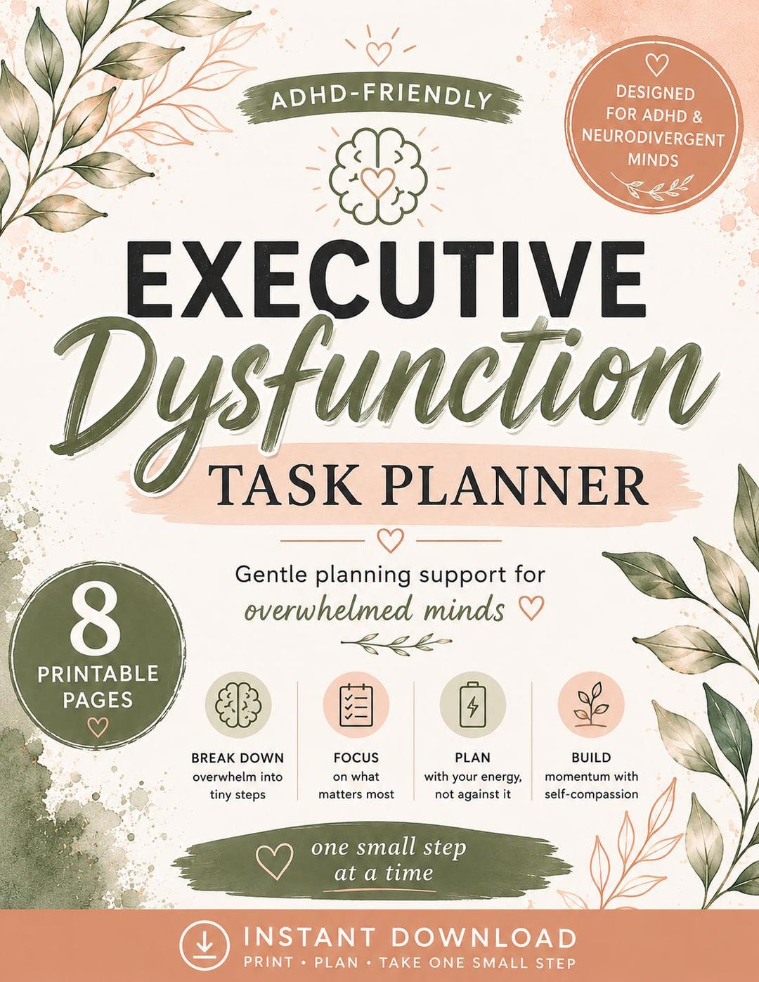 Executive Dysfunction Task Planner | ADHD Neurodivergent Daily Reset ...