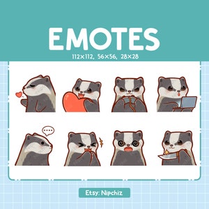 Emotki borsuka do streamingu | Kawaii Animal Emoji | (8) Uroczy pakiet emotikonów borsuka