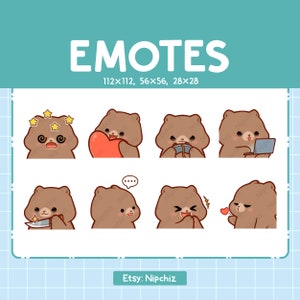 Emotes Grizzly Bear / 8 Cute Emotes for Streaming / Digital / Chibi Bear Emote Bundle