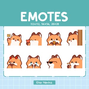 Fox Emotes | 8 Cute Fox Bundle | Emotes for Streamer Kawaii Emoji Pack