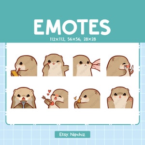 Chibi Otter Emotes for Streamer (8) - Kawaii Cute Otter - Emoji Pack for Streaming