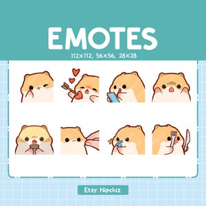 Golden Hamster Emotes (8) – Cute Emotes for Streamer – Chibi Golden Hamster Emoji Bundle