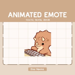 Animated Emote Triceratops Is Typing Through The Keyboard / Emote for Streamer / Ready to Use