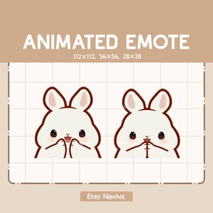Geanimeerde emote Chibi Rabbit klapt in zijn hand / Cartoon-emote voor streaming / Schattige emote